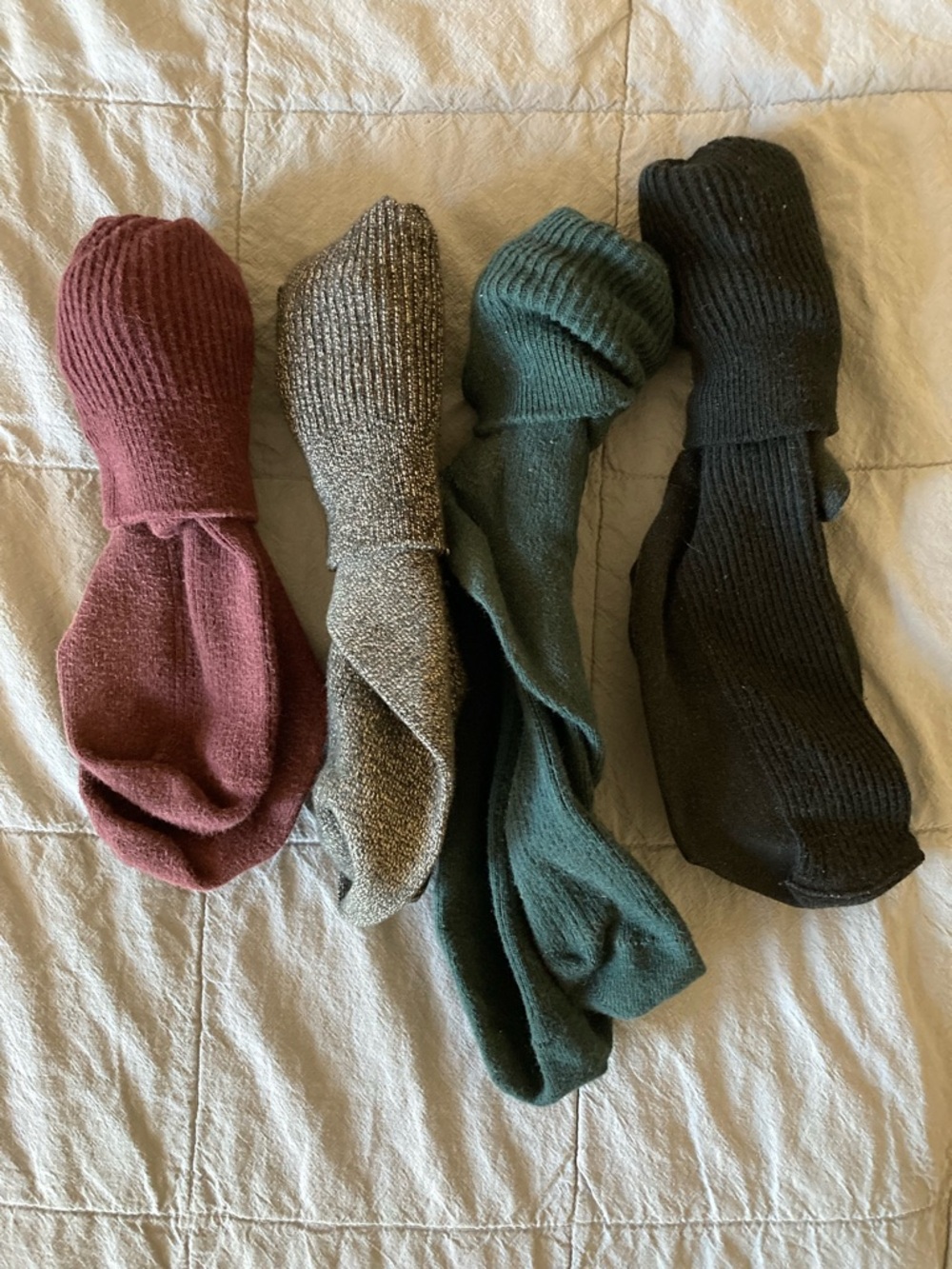 Men's Uniqlo Socks Burgundy, Green, Gray, and Black